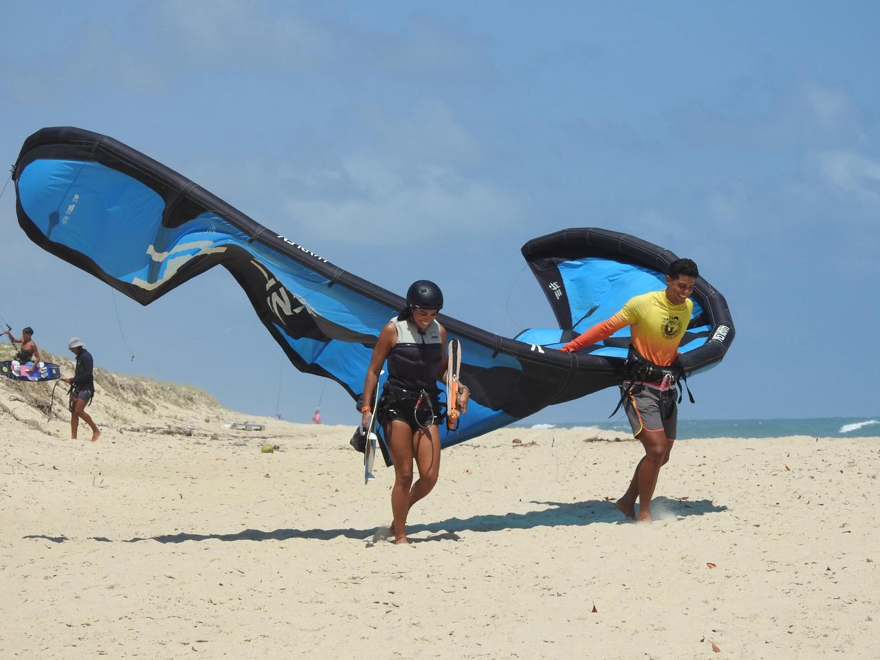 Kite e palmeiras ao fundo